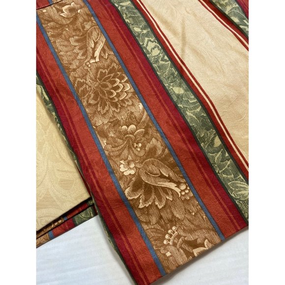 3 Custom Made Luxury Valances Window Treatments Curtains Red Green Yellow Stripe - Picture 10 of 11